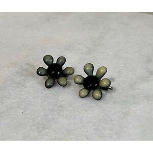 Black and Cream Flower Earrings